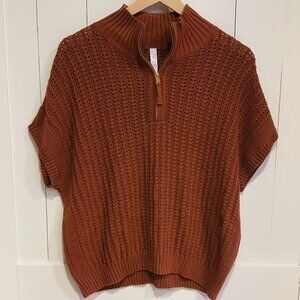 Stylus Rust Knit Mock Neck Half Zip Sweater Vest Size Large